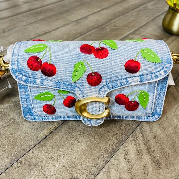 NWT Coach SMALL Cherry Denim Tabby 20 Shoulder Bag Crossbody - Picture 15 of 16